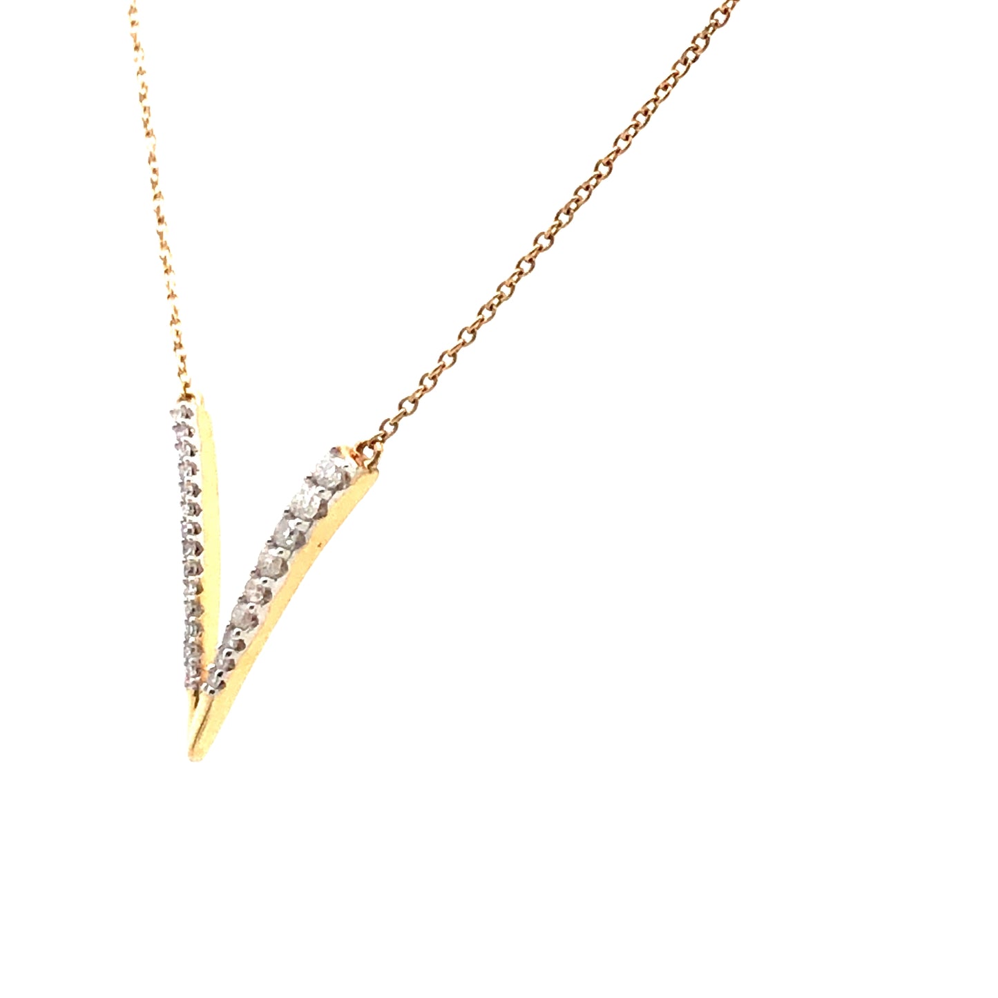 14K Yellow Gold Diamond V-Shaped Necklace (.20 CTW)