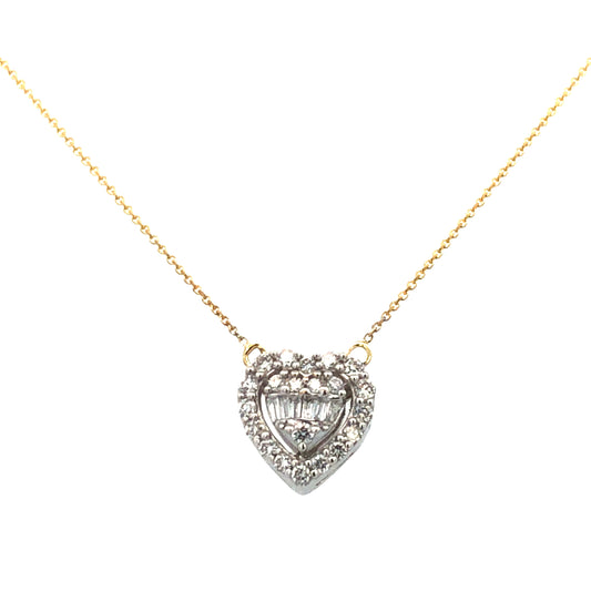 Elegant 0.30 CT Diamond Heart Pendant Necklace in 14K Yellow Gold
