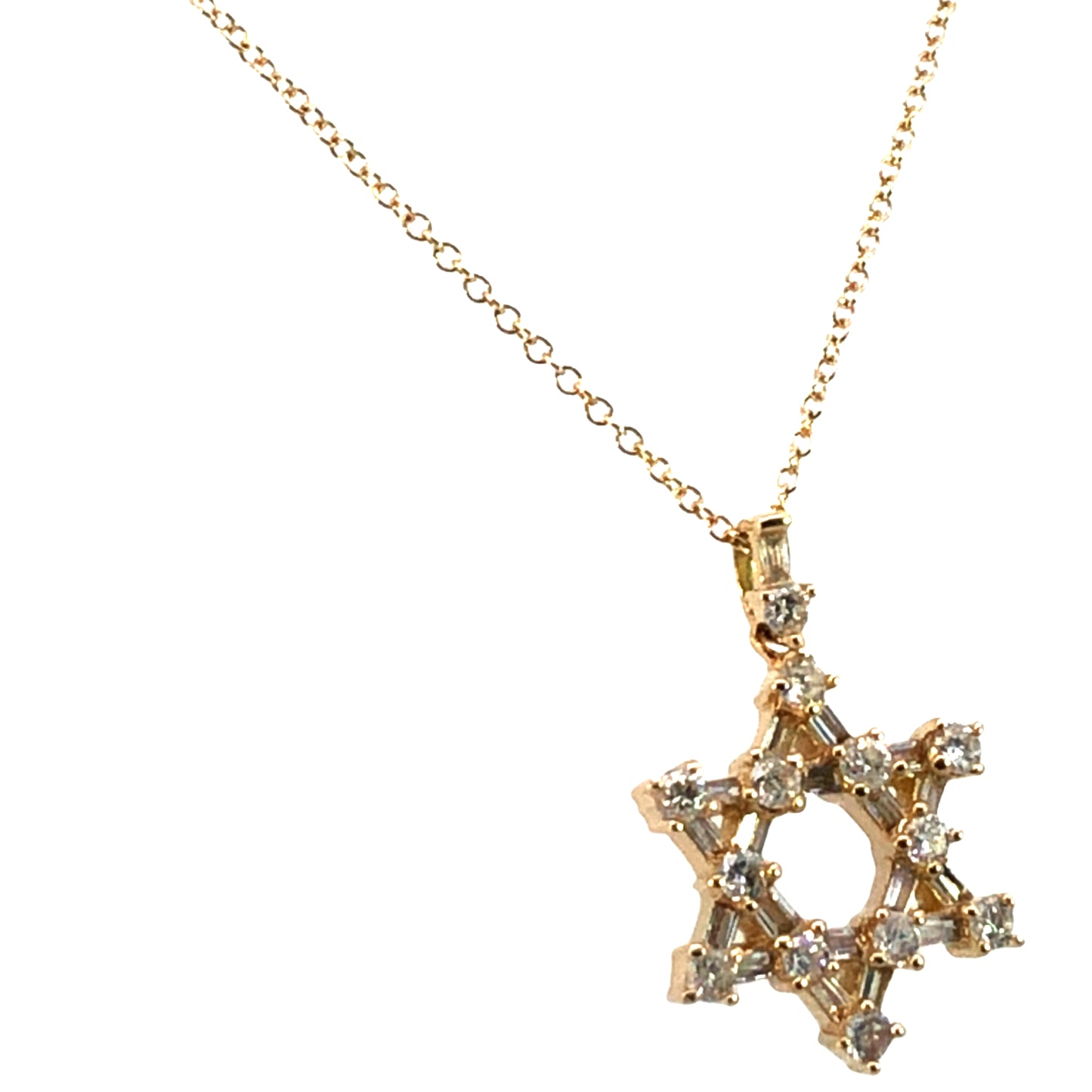 Elegant Diamond Star of David Pendant Necklace in 14k Yellow Gold