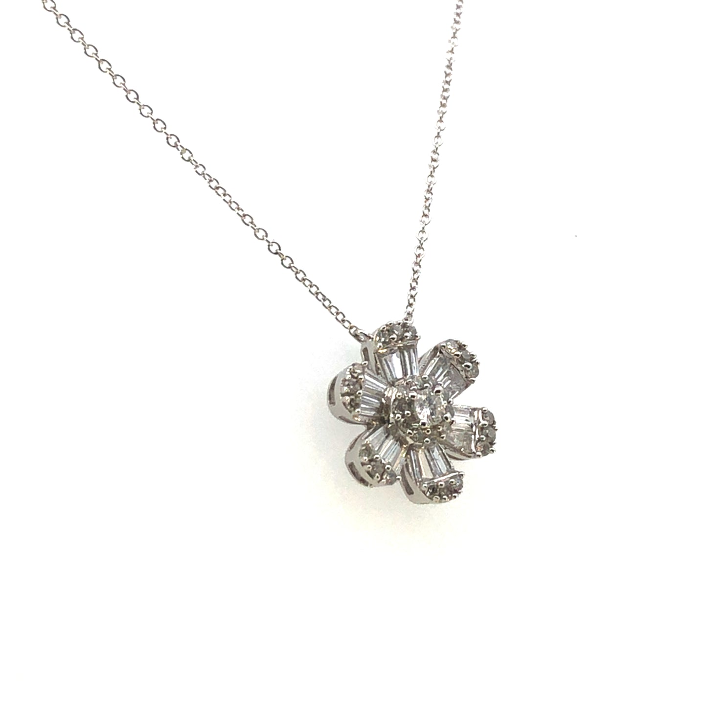 14K White Gold Diamond Beaded Circle Pendant Necklace (.15 CTW)