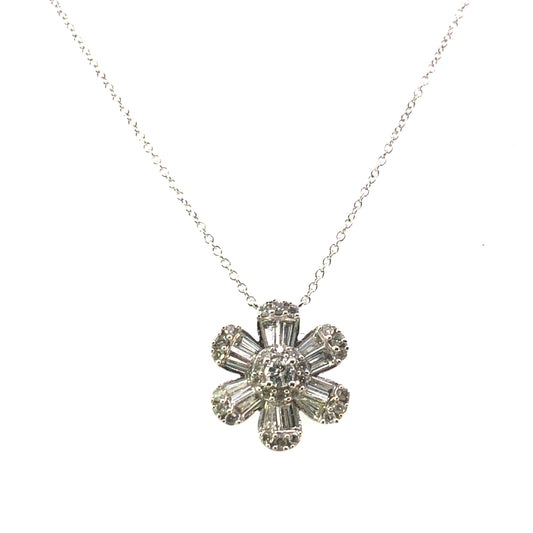 14K White Gold Diamond Beaded Circle Pendant Necklace (.15 CTW)