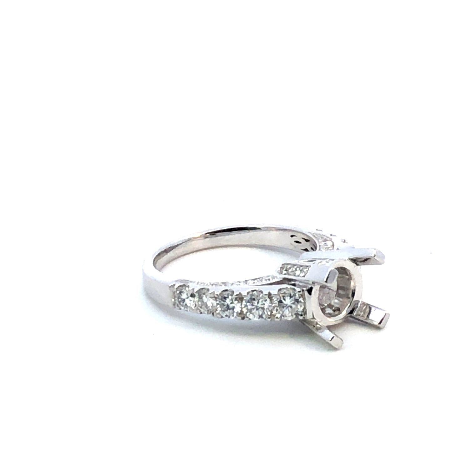 Diamond Pave Engagement Ring Setting – 1.27ct 14K White Gold