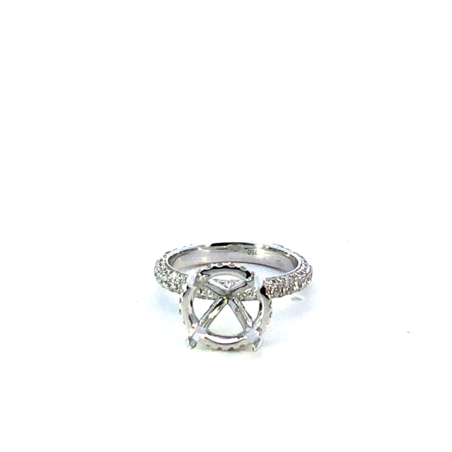 18K White Gold Pave Diamond Engagement Ring Setting - 1.56ct Accent Diamonds 5C