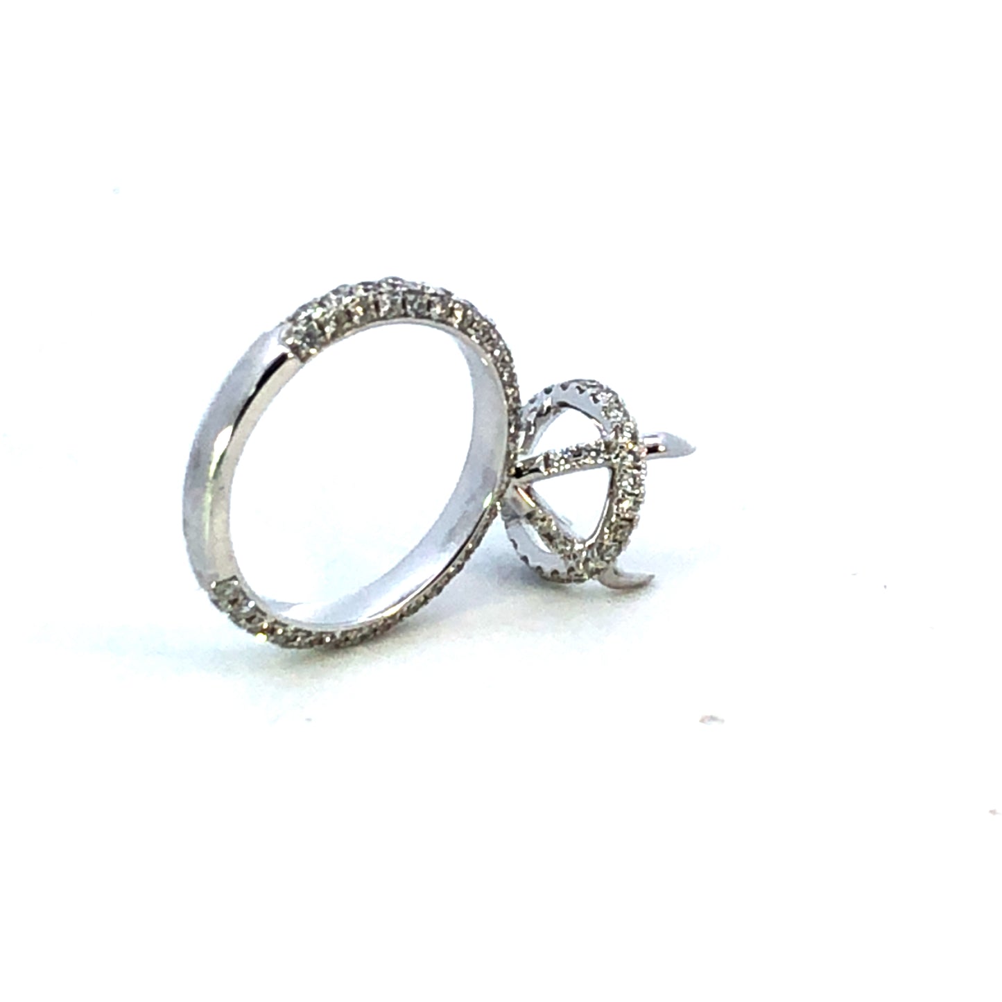 18K White Gold Pave Diamond Engagement Ring Setting - 1.56ct Accent Diamonds 5C