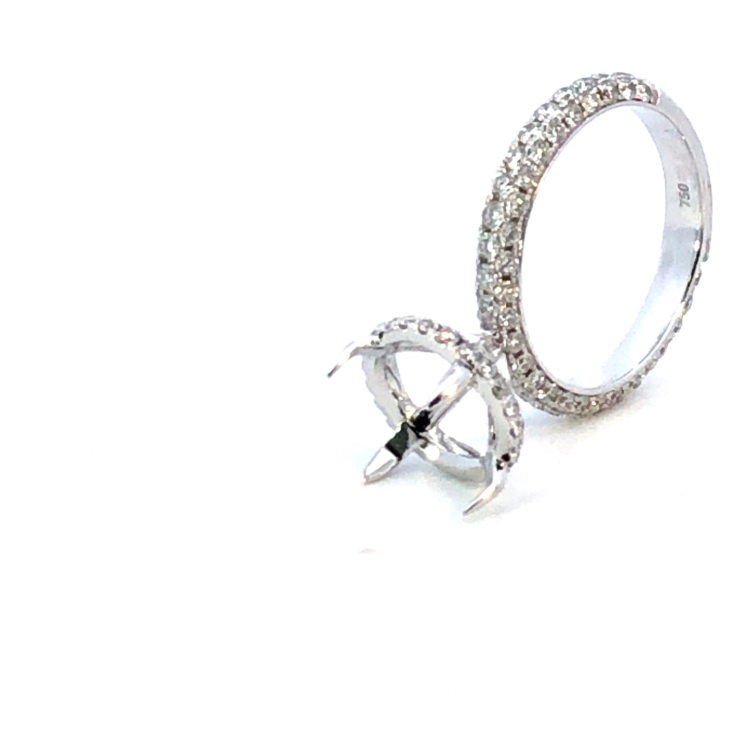 18K White Gold Pave Diamond Engagement Ring Setting - 1.56ct Accent Diamonds 5C