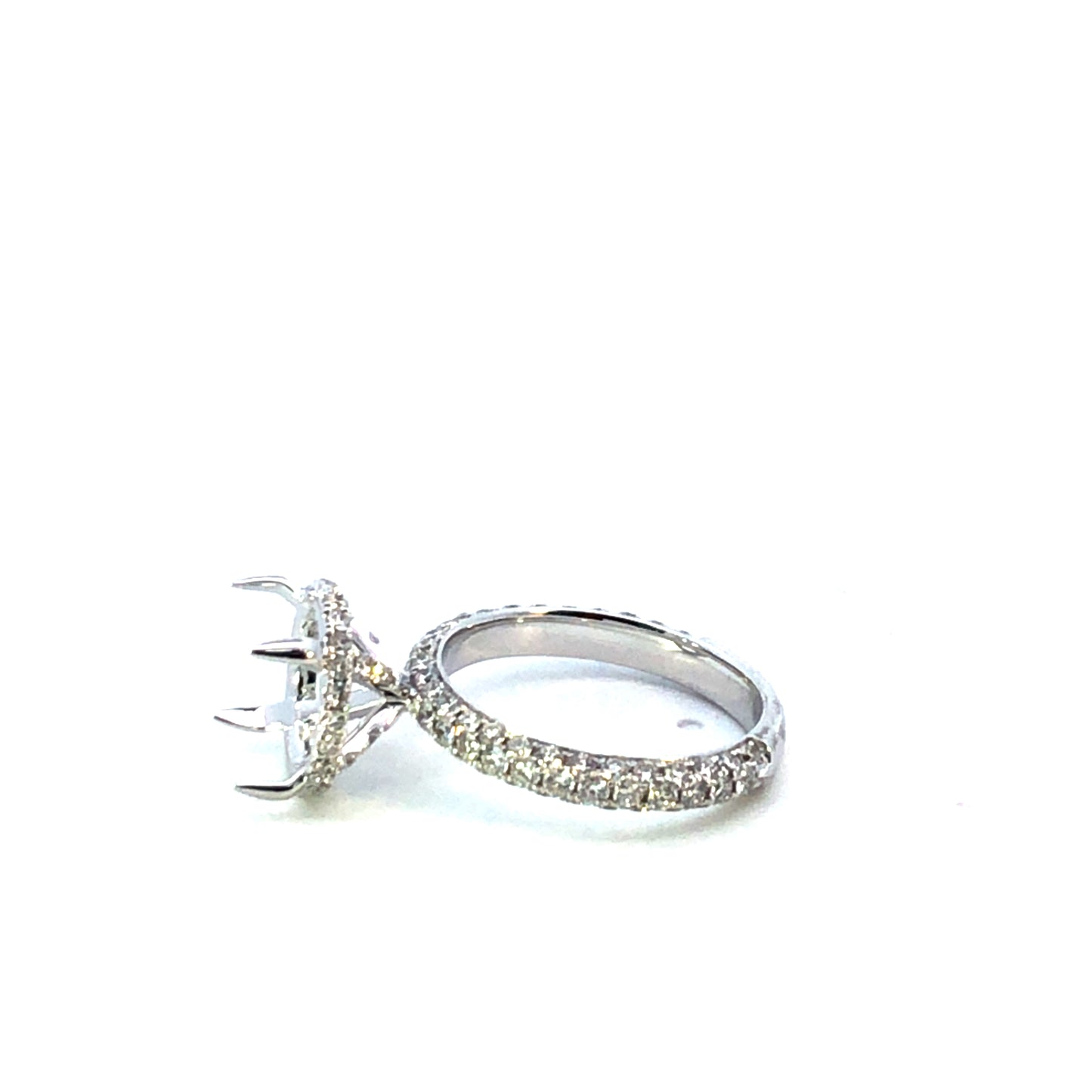 18K White Gold Pave Diamond Engagement Ring Setting - 1.56ct Accent Diamonds 5C