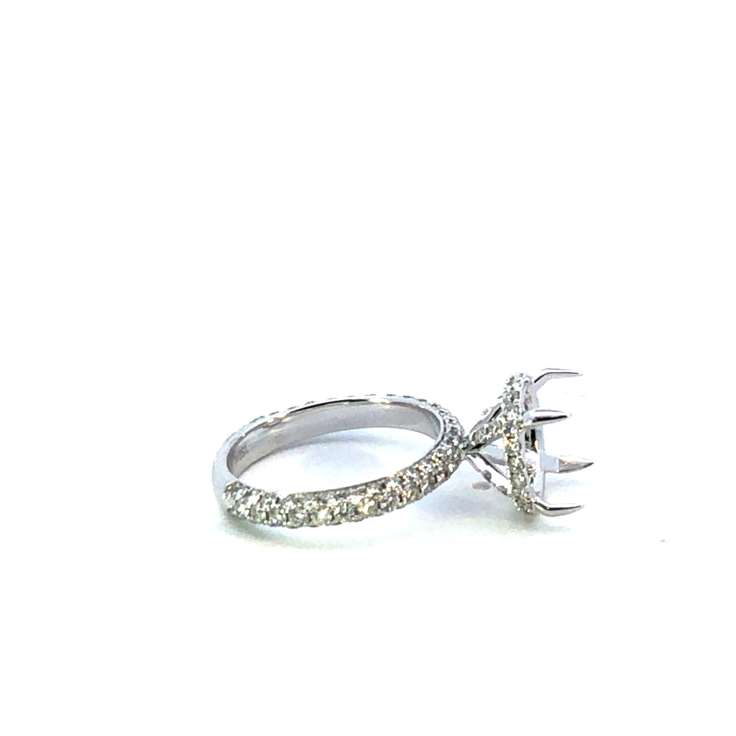 18K White Gold Pave Diamond Engagement Ring Setting - 1.56ct Accent Diamonds 5C