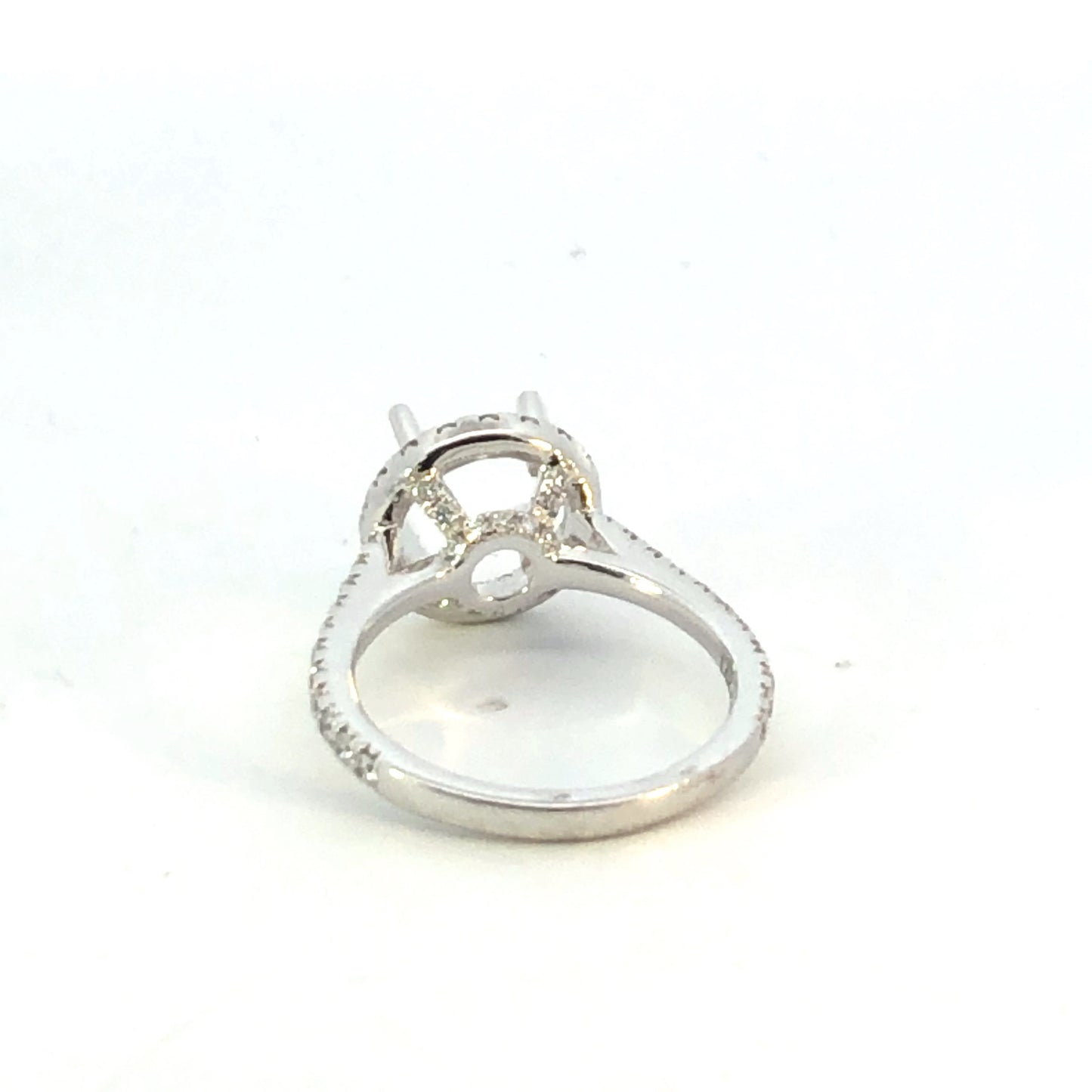 14K White Gold Diamond Halo Engagement Ring Setting - 1.00CT
