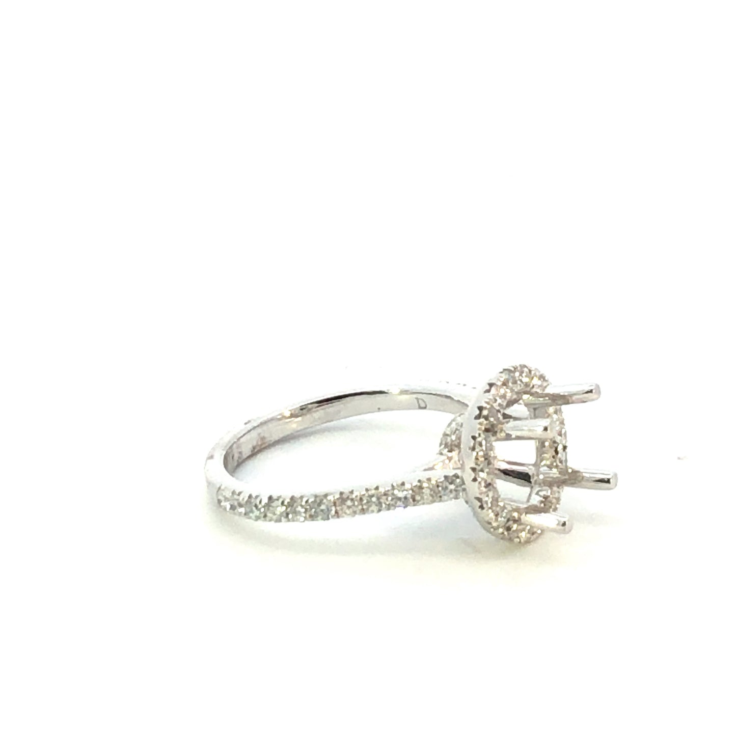 14K White Gold Diamond Halo Engagement Ring Setting - 1.00CT