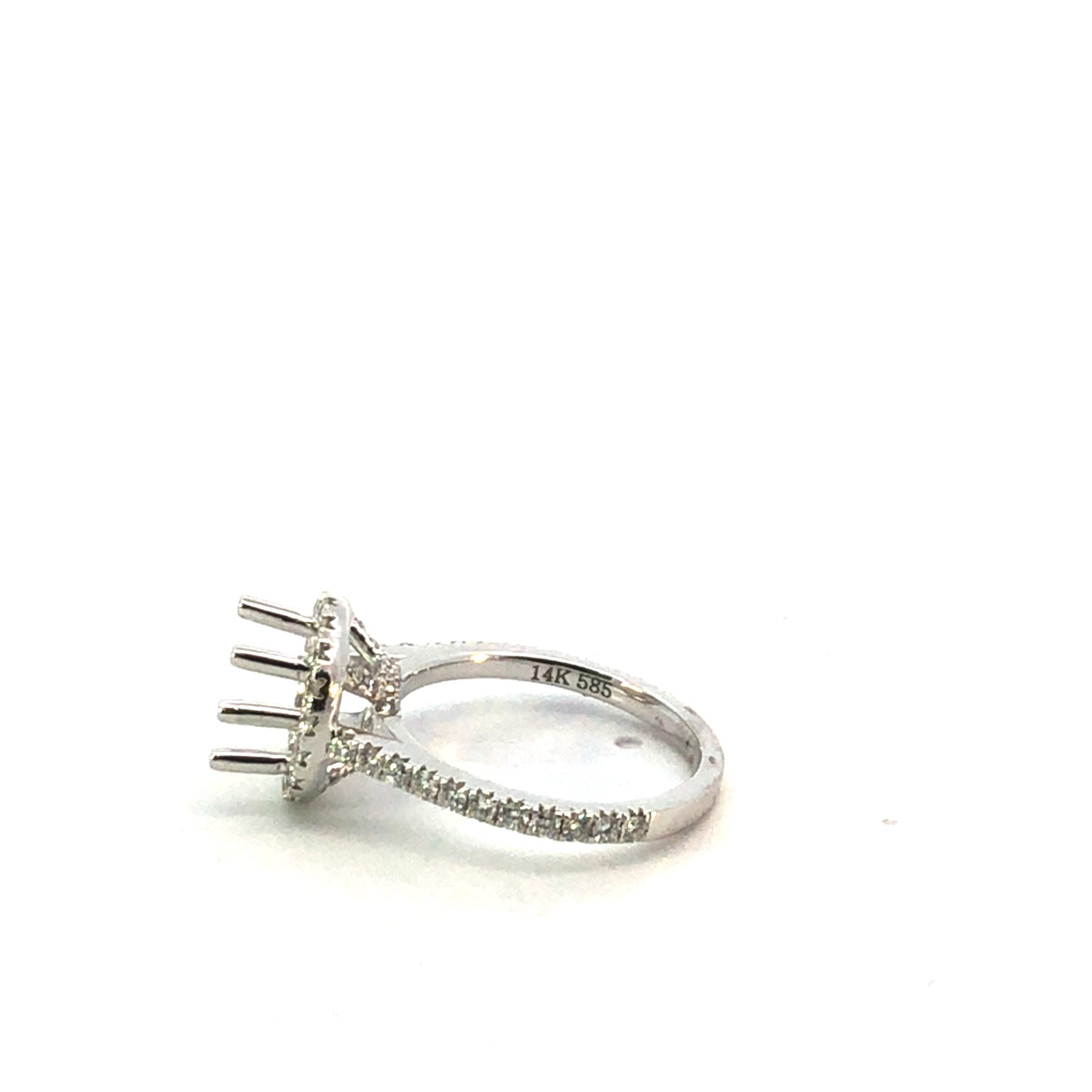 14K White Gold Diamond Halo Engagement Ring Setting - 1.00CT