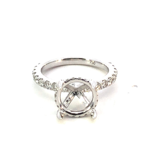 18K White Gold Diamond Engagement Ring Setting – 0.91CT