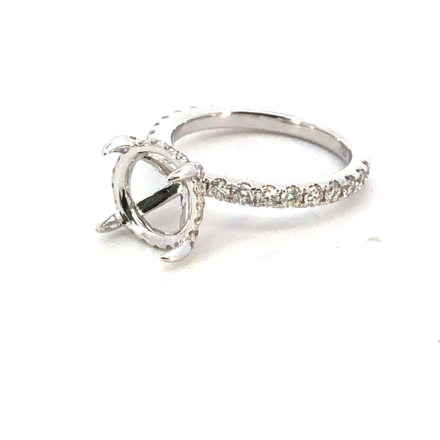 18K White Gold Diamond Engagement Ring Setting – 0.91CT