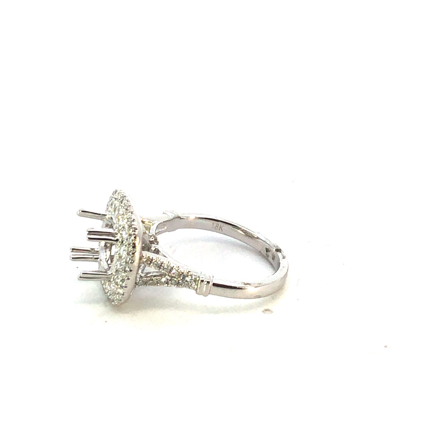 18K White Gold Double Halo Diamond Engagement Ring Setting – 0.82CT