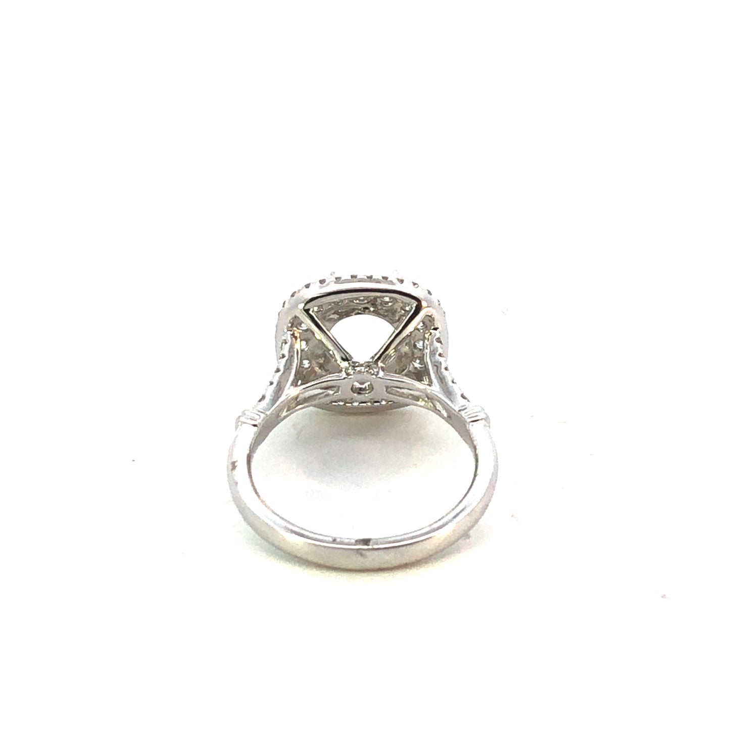 18K White Gold Double Halo Diamond Engagement Ring Setting – 0.82CT