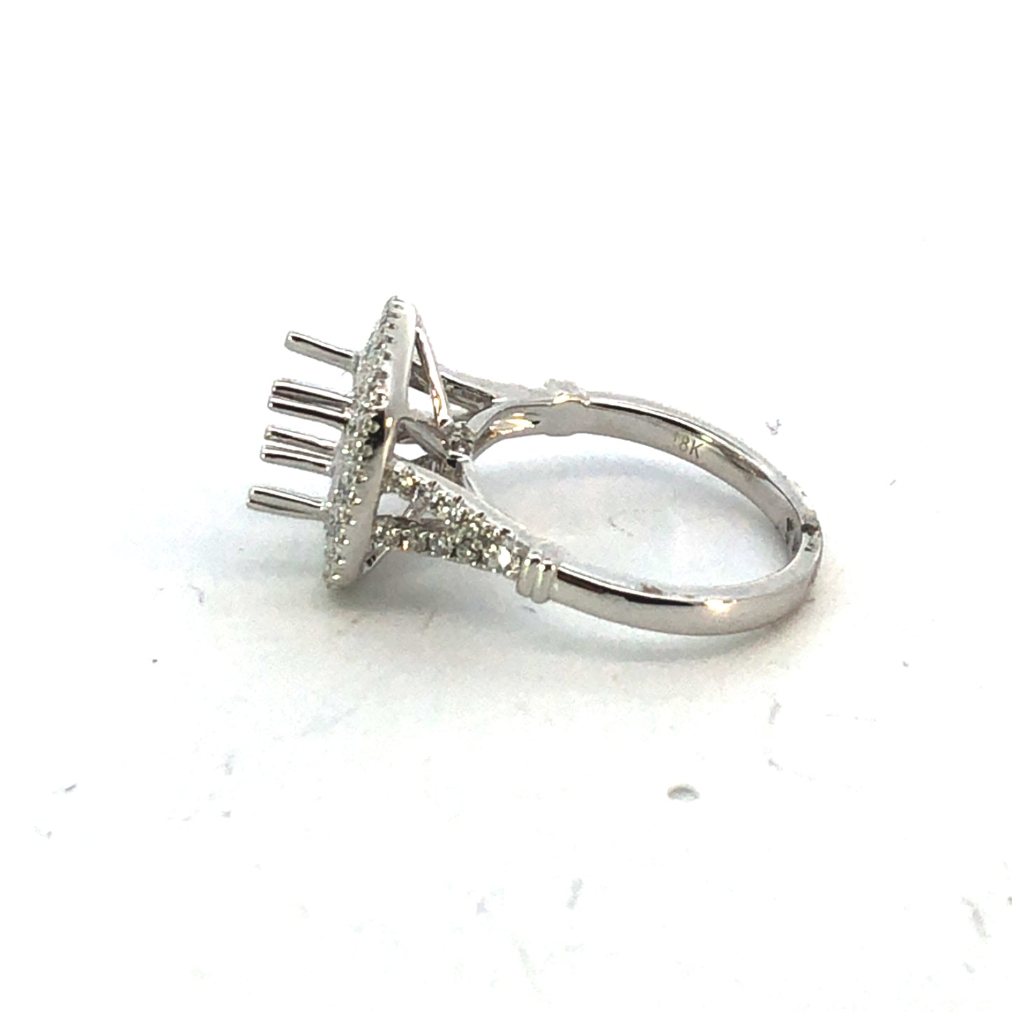 18K White Gold Double Halo Diamond Engagement Ring Setting – 0.82CT