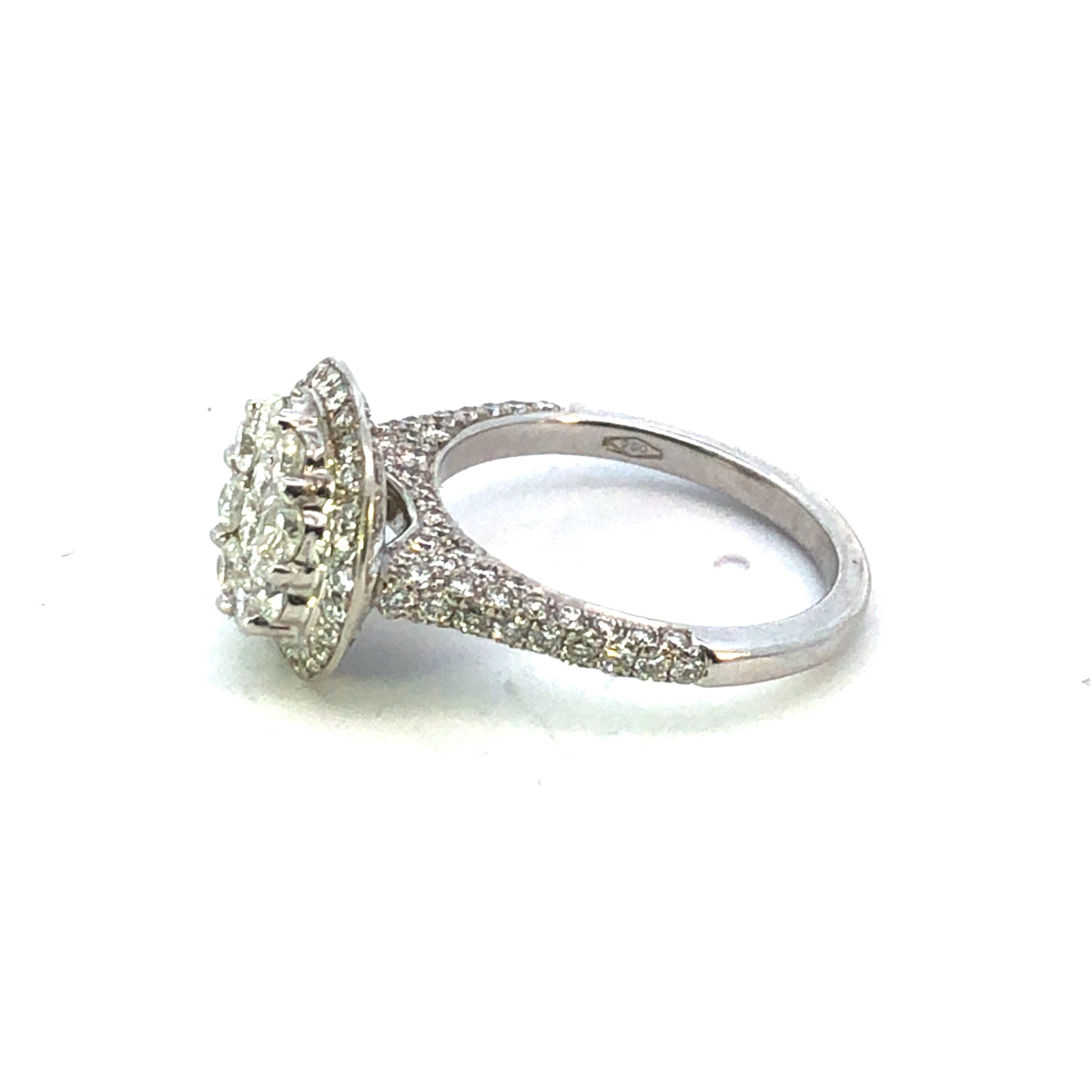 18K White Gold Round Diamond Cluster Cocktail Ring, 2.00ct Total Weight