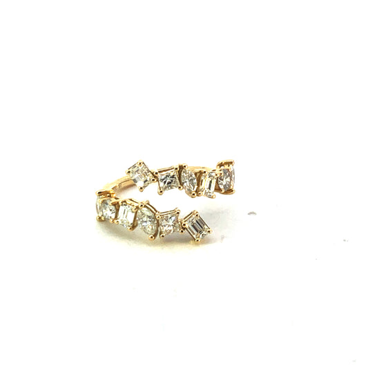18K Yellow Gold Open Cluster Diamond Ring - 1.91ct Total Diamond Weight