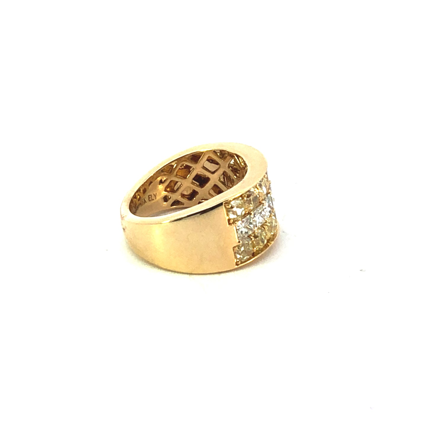 18K Yellow Gold Wide Band Diamond Ring - 3.71ct Total Diamond Weight