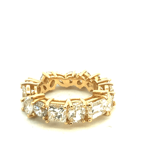 18K Yellow Gold Eternity Band with Mixed-Cut Diamonds - 7.62ct Total Diamond Weight