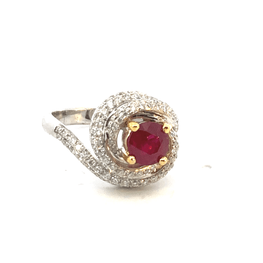 Elegant Ruby and Diamond Ring RD1.10ct Ruby | 1.19ct Diamonds | 18K White Gold