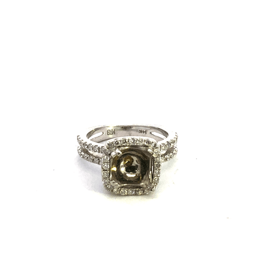 Elegant Diamond Gemstone Ring Setting 14K White Gold 0.80 carat