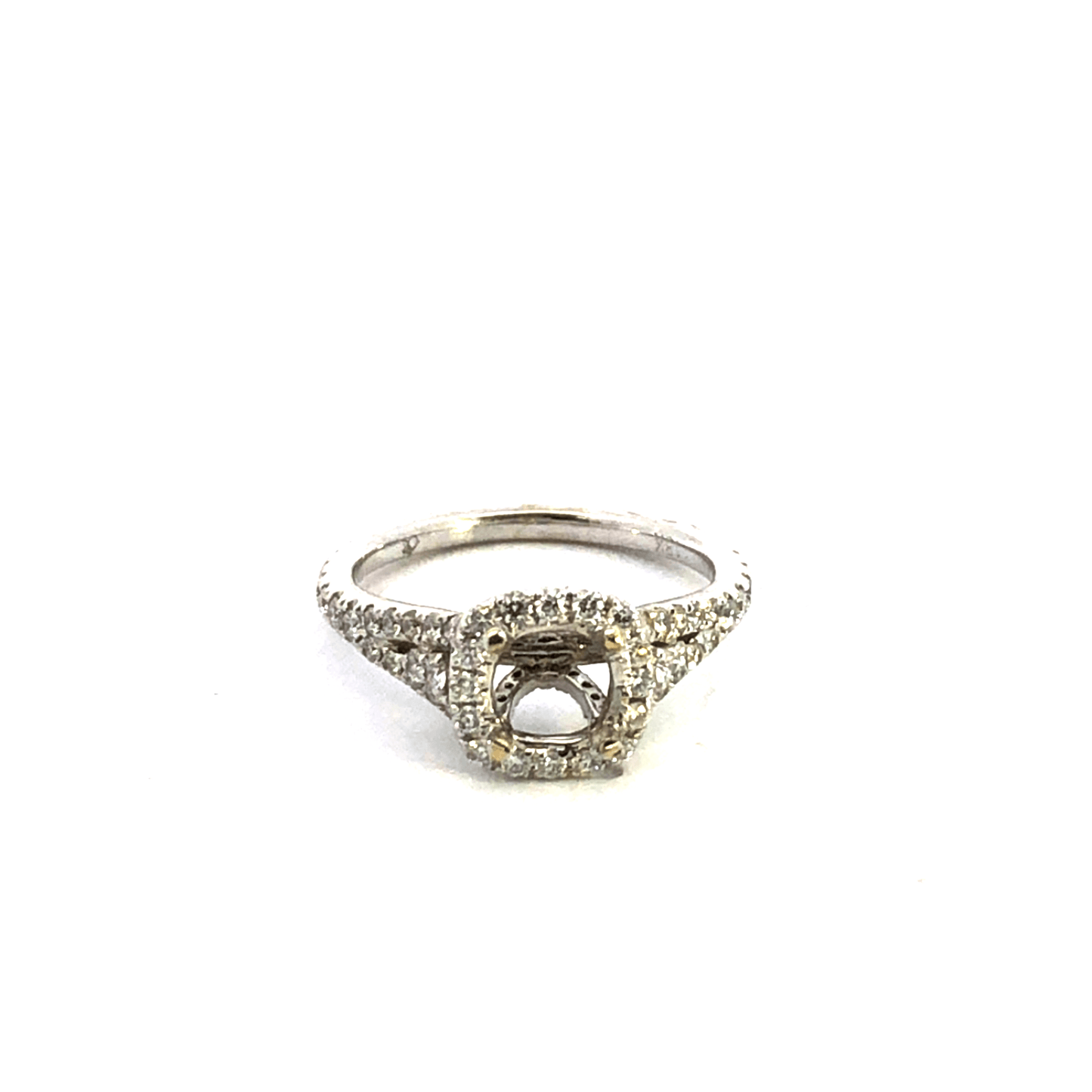 Elegant Diamond Halo Engagement Ring (D1.08 ct, 18KW, C1.50 ct) – ARS1456
