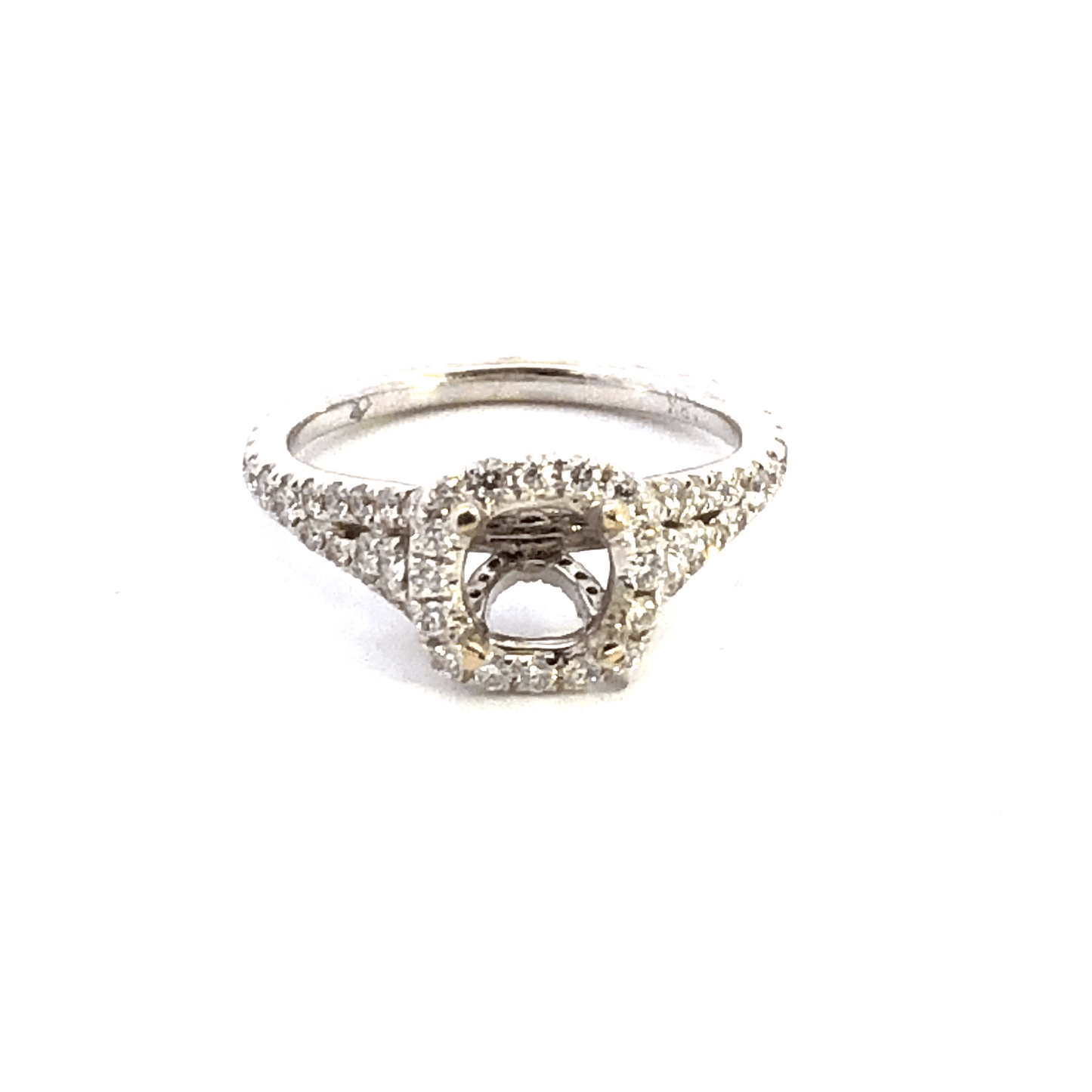 Elegant Diamond Halo Engagement Ring (D1.08 ct, 18KW, C1.50 ct) – ARS1456