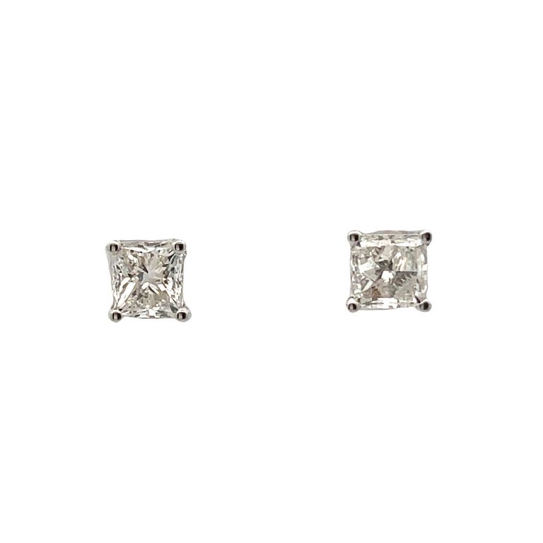 White Princess Diamond 1.84CT H/VS2 14K White Gold Diamond Studs Earrings