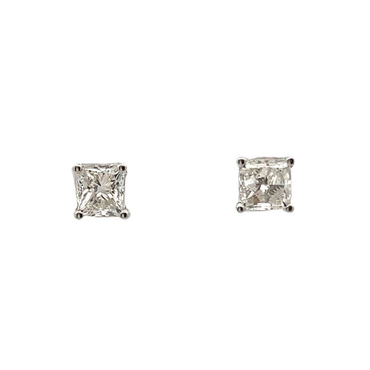 White Princess Diamond 1.84CT H/VS2 14K White Gold Diamond Studs Earrings