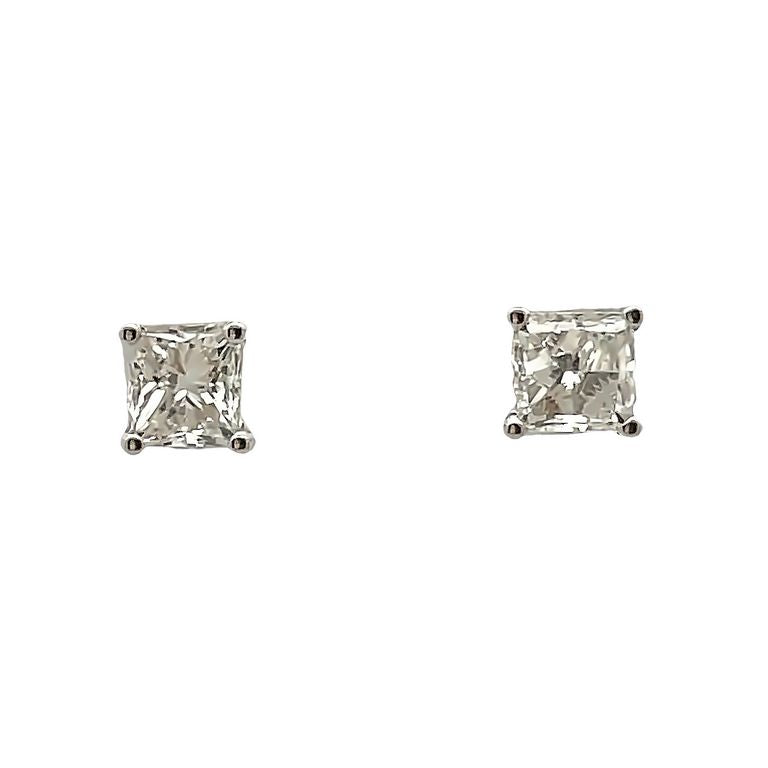 White Princess Diamond 1.84CT H/VS2 14K White Gold Diamond Studs Earrings