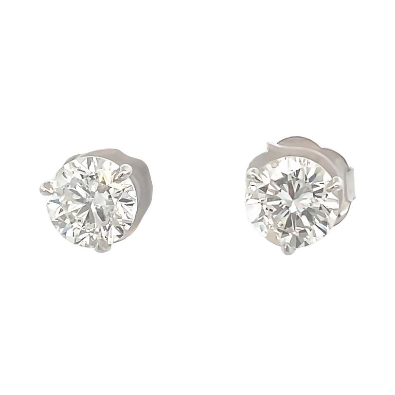 White Round Diamond 3.76CT G/ SI2 14K White Gold Diamond Studs Earrings