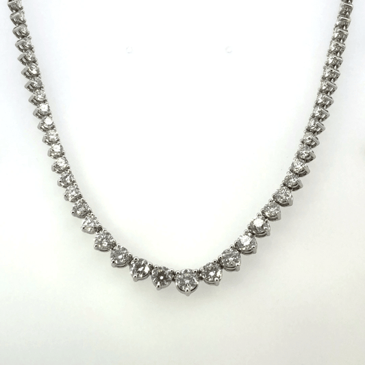 Dazzling 14K White Gold Graduated Diamond Tennis Necklace (10.45 ctw)