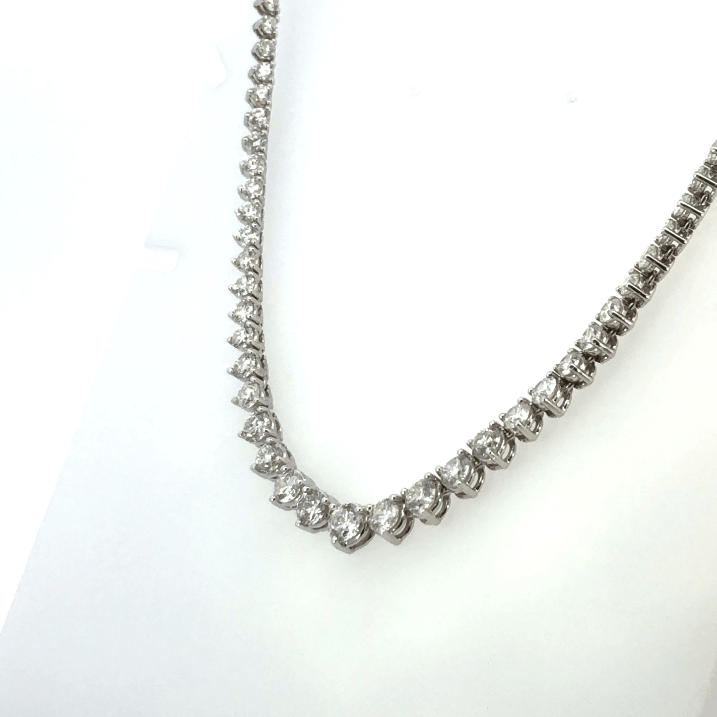 Dazzling 14K White Gold Graduated Diamond Tennis Necklace (10.45 ctw)