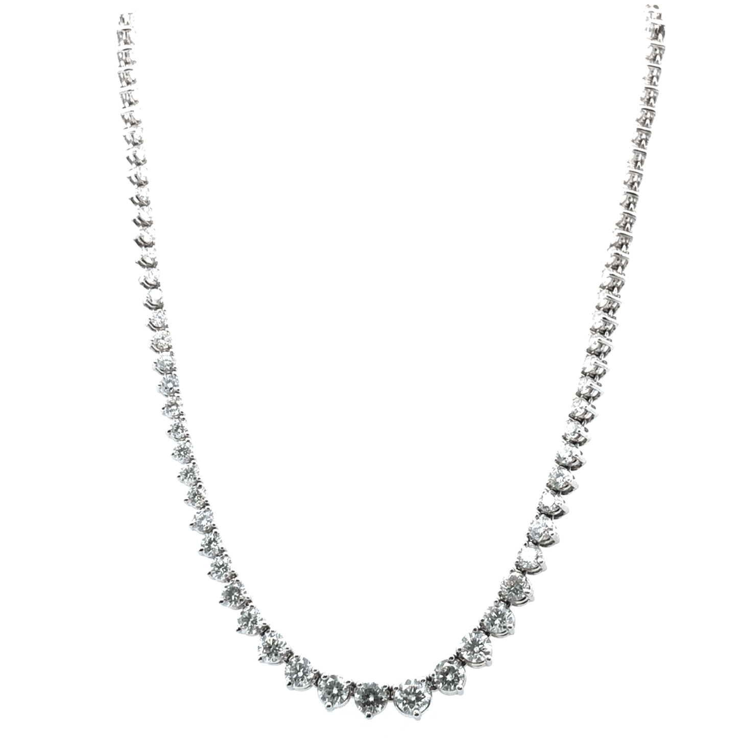 Dazzling 14K White Gold Graduated Diamond Tennis Necklace (10.45 ctw)