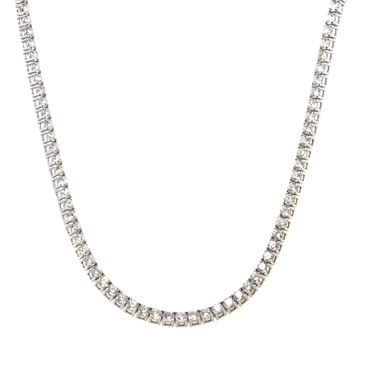 Elegant Silver Diamond Tennis Necklace