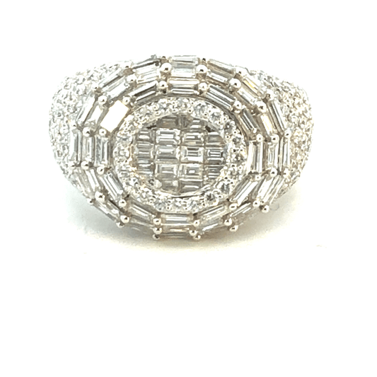 Luxurious Baguette & Round Diamond Ring 3.38ct Total Weight | 14K White Gold