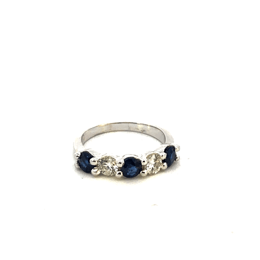 Elegant Sapphire and Diamond Ring 14k White Gold