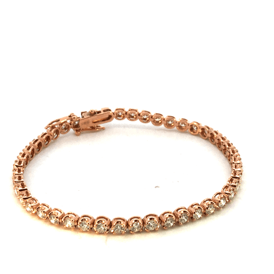 14K Rose Gold Bracelet with Sparkling Stones - 3.97ct Total Weight (45 Stones at approx. 0.09ct each) - DBR1205