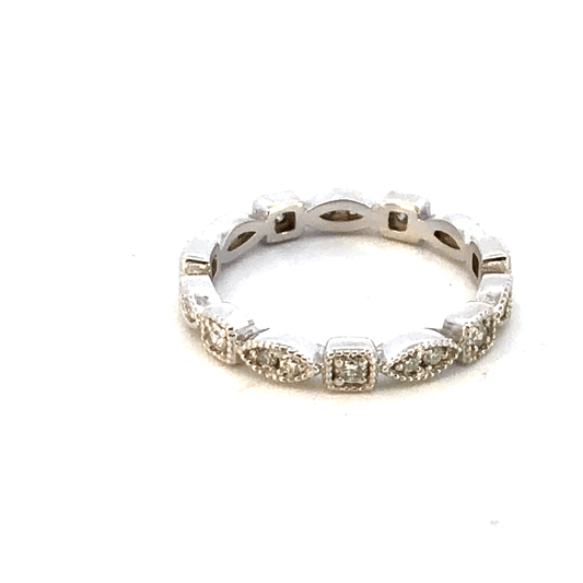 14K White Gold Ring with Brilliant Diamond Details (0.29ct Total) - DB2027