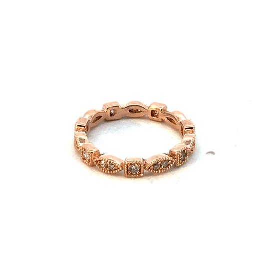 14K Tri-Color Gold Ring with Delicate Diamond Accents (0.29ct Total)