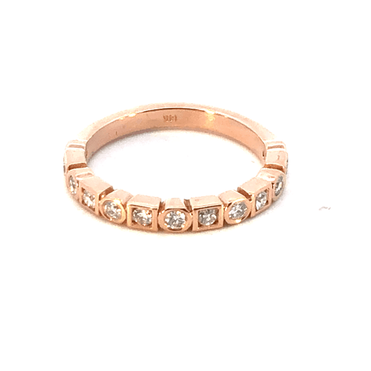 14K Rose Gold Diamond-Studded Stackable Ring - 0.39ct Total Diamond Weight - DB2025