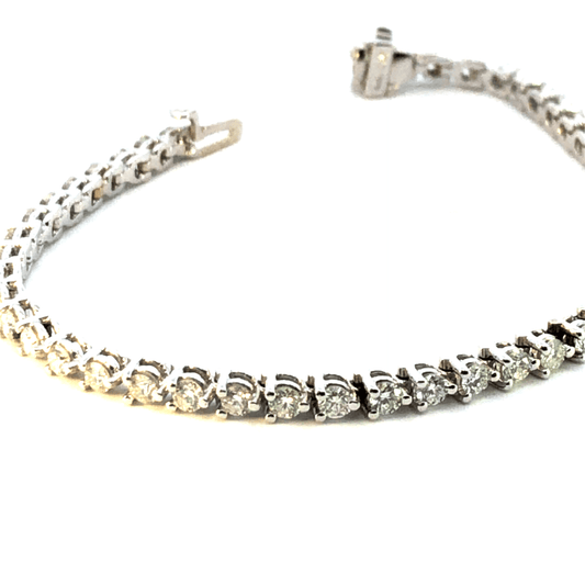 14K White Gold Diamond Bracelet - 3.72ct Total Diamond Weight