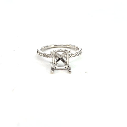 Elegant Silver Ring Setting with Unique Design in 14K White Gold  0.43 Carats Total Weight