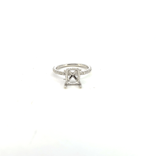 Elegant Silver Ring Setting with Unique Design in 14K White Gold  0.43 Carats Total Weight