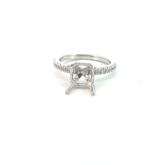Elegant Silver Diamond Accent Ring Setting in 14K White Gold