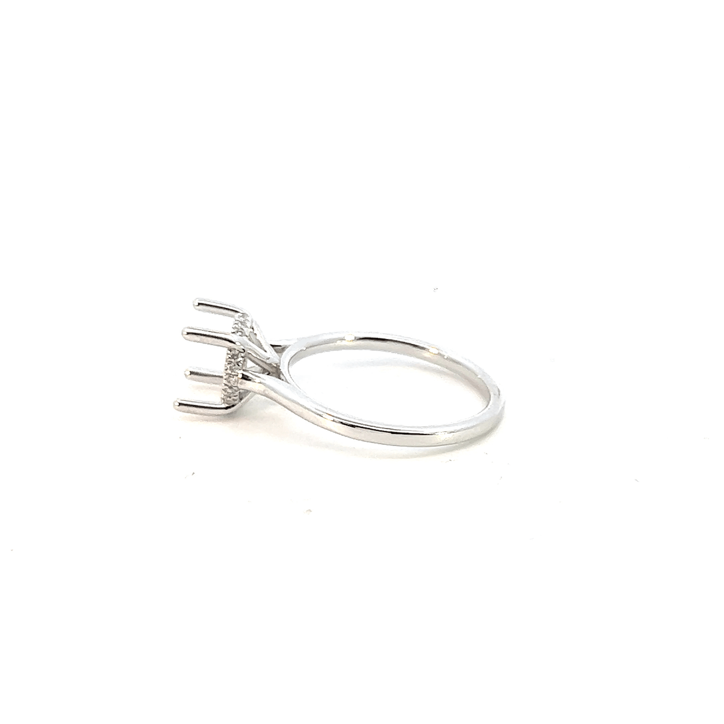 Elegant Silver Peace Sign Diamond Ring Setting in 14K White Gold