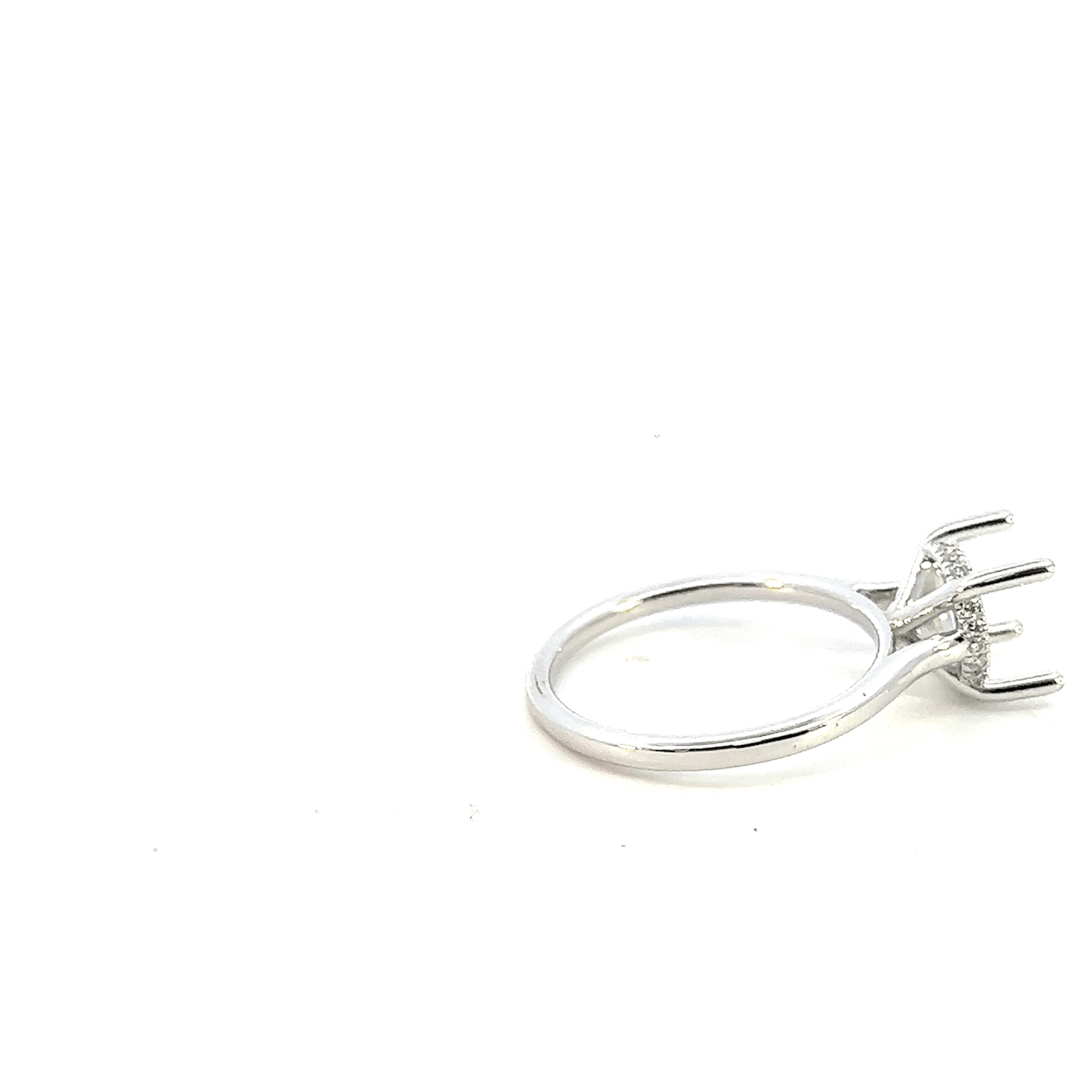 Elegant Silver Peace Sign Diamond Ring Setting in 14K White Gold
