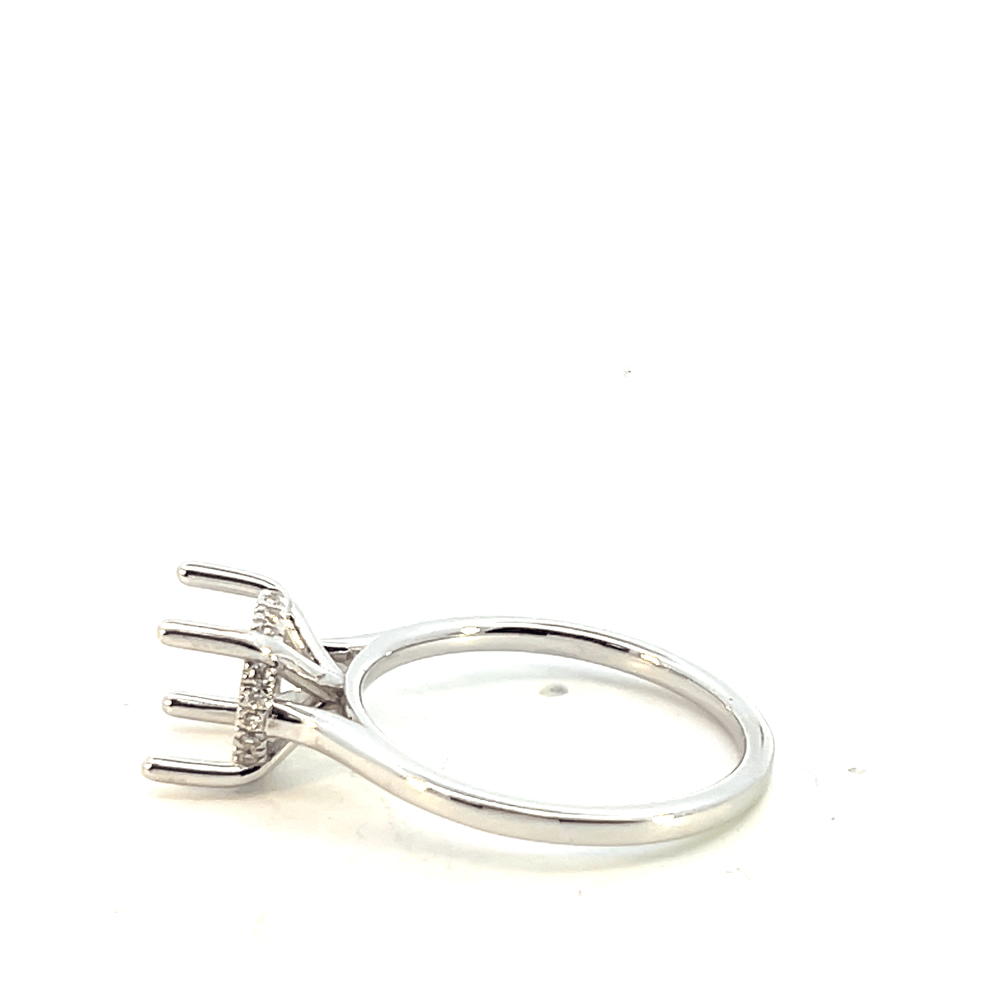 Elegant Silver Peace Sign Diamond Ring Setting in 14K White Gold