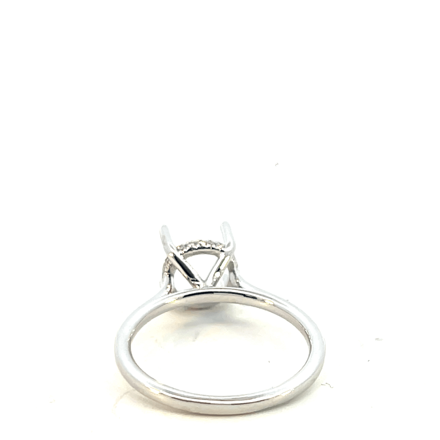Elegant Silver Peace Sign Diamond Ring Setting in 14K White Gold