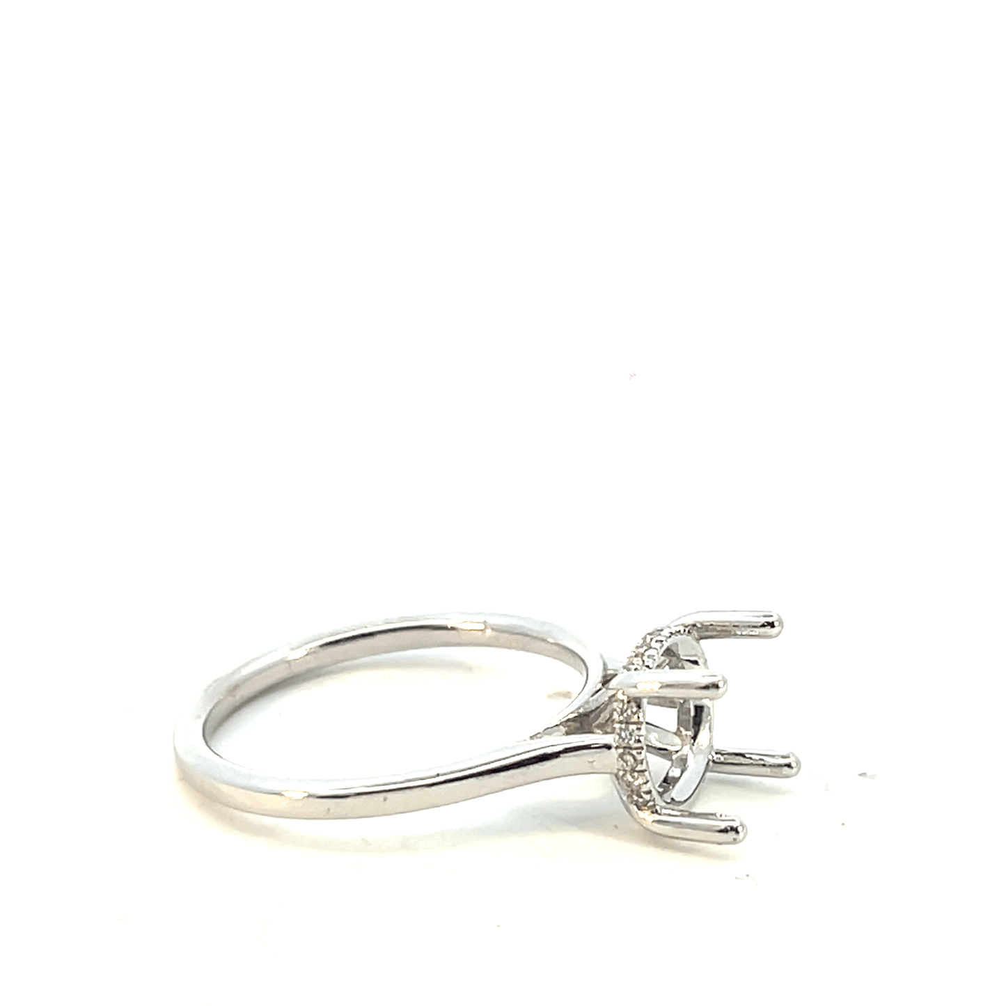 Elegant Silver Peace Sign Diamond Ring Setting in 14K White Gold